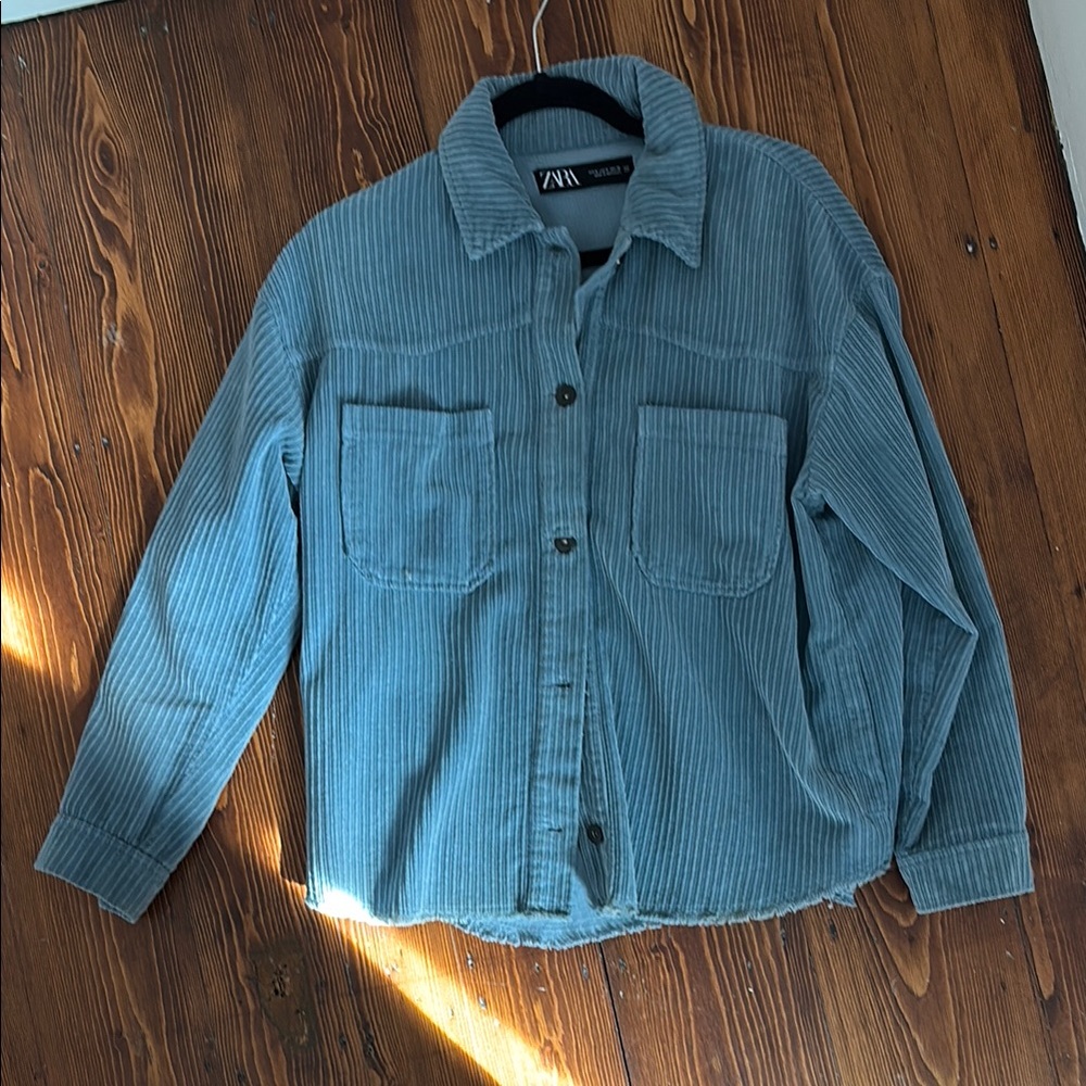 Zara Teal Corduroy Shirt Jacket